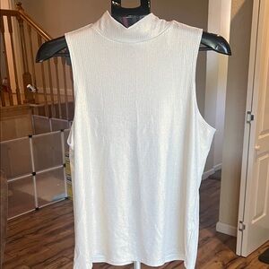 Express shimmer metalic white top